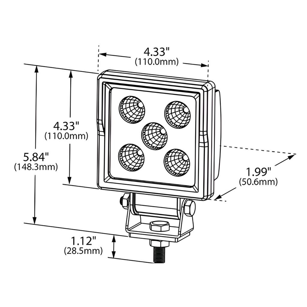 faro_cuadrado_grote_de_trabajo_cuadrado_5_led_bz201-5_diagrama