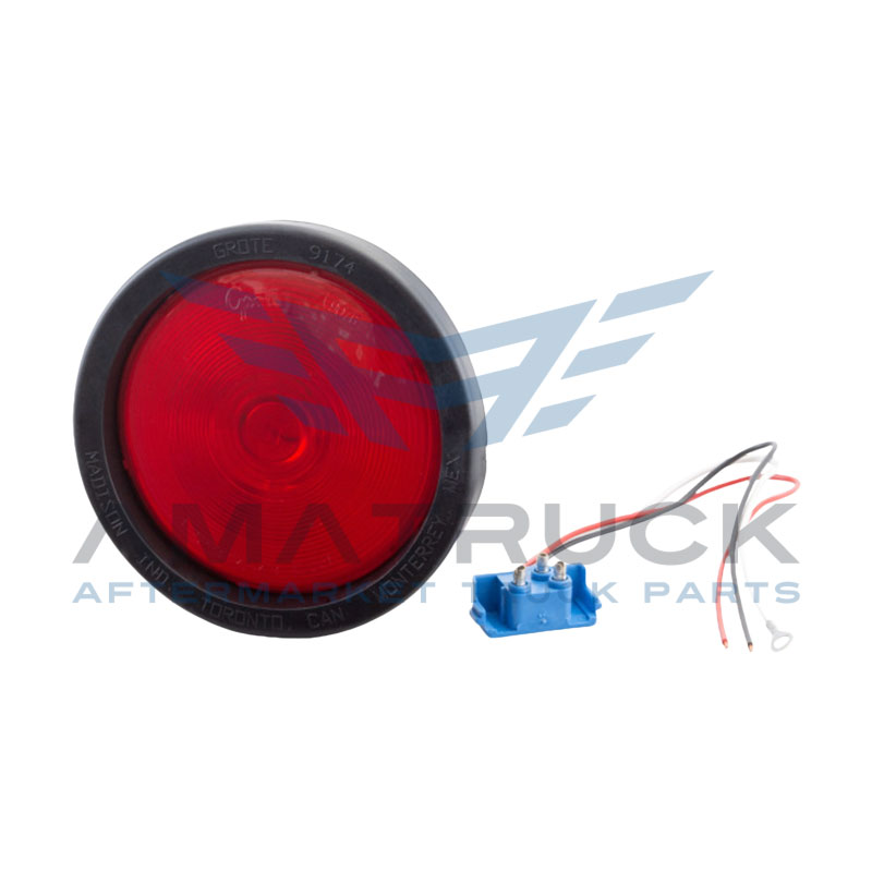 PLAFON REDONDO 4" ROJO GROTE  COMPLETO