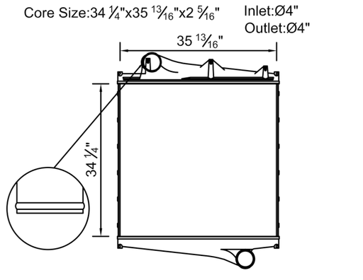 [403002] POSTENFRIADOR VOLVO VNL/VNM/VN 98-09 SEGUNDA GENERACION TOMA MANGUERA (CK502) 34 3/16"*35 13/16"*2 5/16"